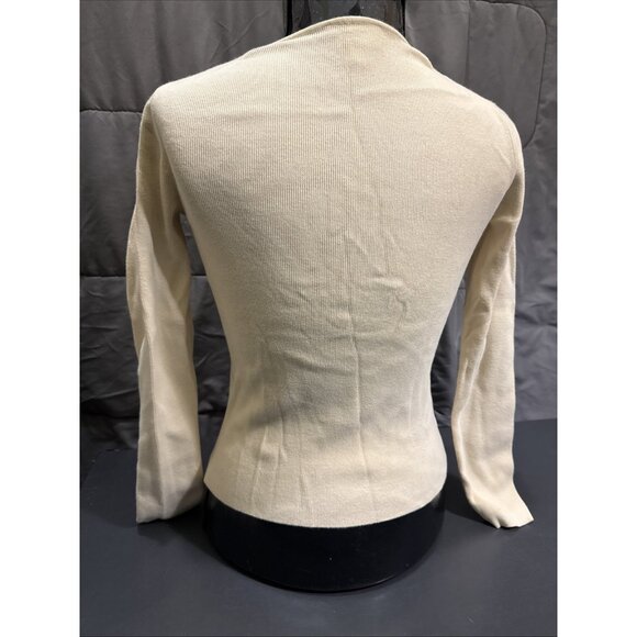 Ann Taylor LOFT Women XS Top Faux Wrap Long Sleeve Pullover Beige 100% Cotton - Picture 4 of 15